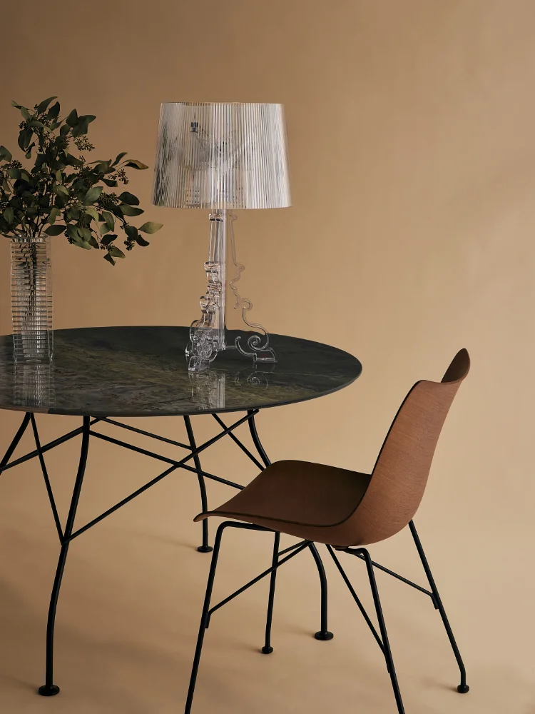 Photo set Kartell P/WOOD LEGNO BASIC VENEER DUNKLES HOLZ STRUKTUR: VERCHROMTER STAHL KAR04911SC 4